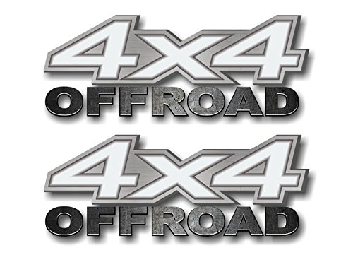 2-4x4 Offroad Brushed Print Effect White Vinyl 13" Decals for