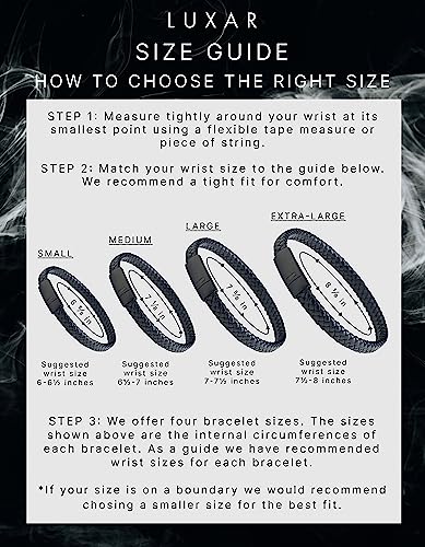 Luxar Men’s Genuine Interwoven Black Leather Braided Bracelet | Brushed Black Stainless Steel Clasp | Large (7-7½ Inch Wrist) | Male Jewelry #TOP5