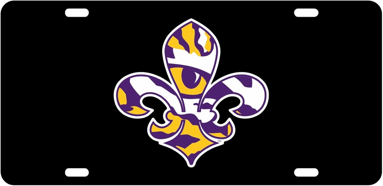 NCAA Black Acrylic License Plate (LSU Tigers Black)