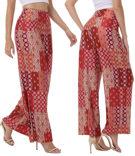 Image of ZOOSIXX Wide Leg Palazzo Pants for Women - High Waist Casual Beach Lounge Pants Loose Flowy Pants Stretchy Trousers