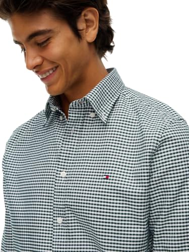 Image of Tommy Hilfiger Men's Long Sleeve Oxford Shirts in Regular Fit, Men's Button Down Shirts, Also Available in Big and Tall