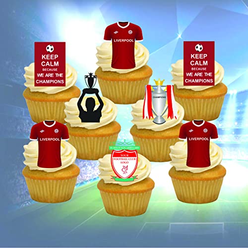 16 x Liverpool Football Champions Birthday Party Pack Edible Cake Topper & Cupcake Toppers Decorations