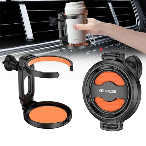 Acrebow 2 x Foldable Cup Holder, Adjustable Car Cup Holder, Foldable Car Drink Holder for Car Air Vents, Space for Coke, Coffee, Tea, Adjustable