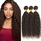 Raivide Hair Color #4 Bundles Brown Kinky Curly Human Hair Bundles 14 16 18 Inch Brazilian Virgin Hair Dark Brown Bundles