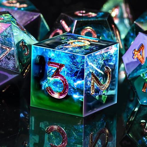 SIQUK 7 Pièces Dés DND 7 Die Polyédriques Dés D4 D6 D8 D10 D12 D20 D% Jeu de des Polyédriques pour Donjons et Dragons D&D RPG MTG