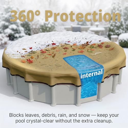 Cobertor redondo para piscina 24ft beige reforzado miniatura 4
