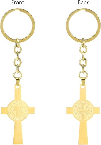 Vista 5 de St Benedict Medal Key Chain, Saint Benedict Medal Pendant Key Chain, Catholic Religious Keychain