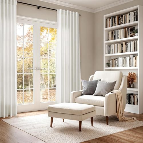 Image of Linen Curtains W34xL72 Inch 6ft for Living Room Ivory Natural