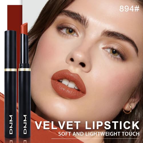 Image of evpct Brick Red Velvet Matte Lipstick, High Pigmented Slim Lipstick Long Lasting Waterproof for Women Gift, Velvet Silky Lip Stick Stain Color Makeup Blendable 24 Hours Original Makeup Labiales, 894#