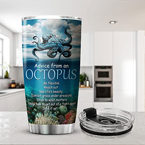 Zoxix Advice From Am Octopus Tumbler With Lid 20Oz Novelty Ocean Theme Coffee Cups For Animal Lovers Vacuum Stainless Steel Travel Mug Sea Life Gifts For Women Insulated Tumblers #TOP4