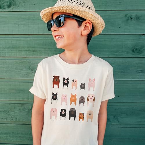 Pigs In A Row Kids Shirt - Cute Pig Species Farm Barn Animals Outfit - Cute Girls & Boys Natural Toddler Youth Graphic Tee2
