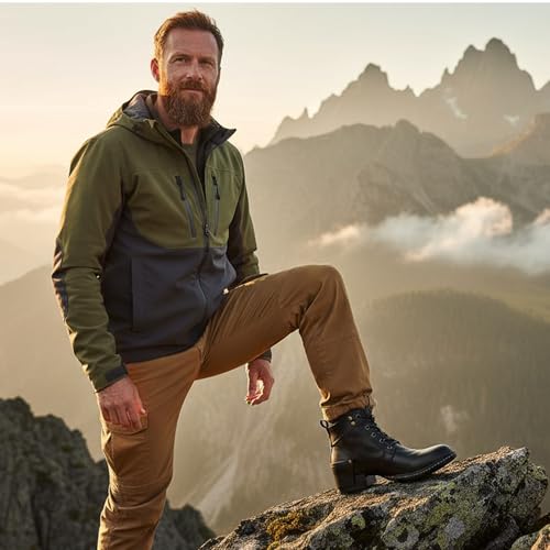 Image of Motorcycle Boots Men CasuaL Riding Leather Motorcycle Combat Boot /Shoes Fashion Lace-up Chukka Boot Ankle Caramel Brown HF002-1