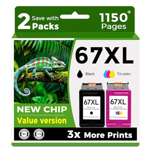 Skyink 67XL Ink Cartridges Black/Color Combo Pack Replacement for HP...