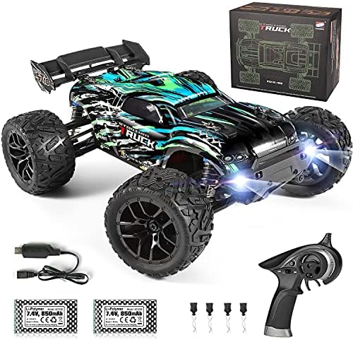 HAIBOXING RC Cars Hailstorm, 36+KM/H High Speed 4WD 1:18 Scale Electric Waterproof Truggy LED Lights, Remote Control Off Road Monster Truck with Two Rechargeable Batteries, RTR ALL Terrain Toys for Kids and Adult