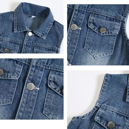 Boys Girls Denim Vest Jacket Fashion Casual Sleeveless Jean Waistcoat, Age 1-6 Years Unisex Kids Outerwear4