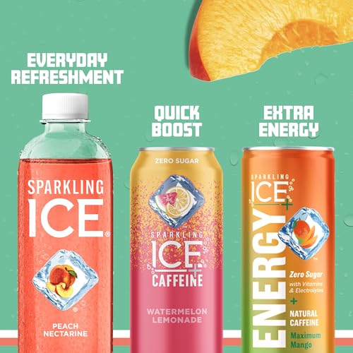 Image of Sparkling Ice, Peach Nectarine Sparkling Water, Zero Sugar Flavored Water, with Antioxidants and Vitamins, 17 fl oz Bottle
