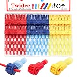 Twidec/Quick Splice Wire Terminals T-TAP Disconnect Self-Stripping 22-10 AWG with Nylon Fully Insulated Male Spade Electrical Terminals Kit for Automotive Marine