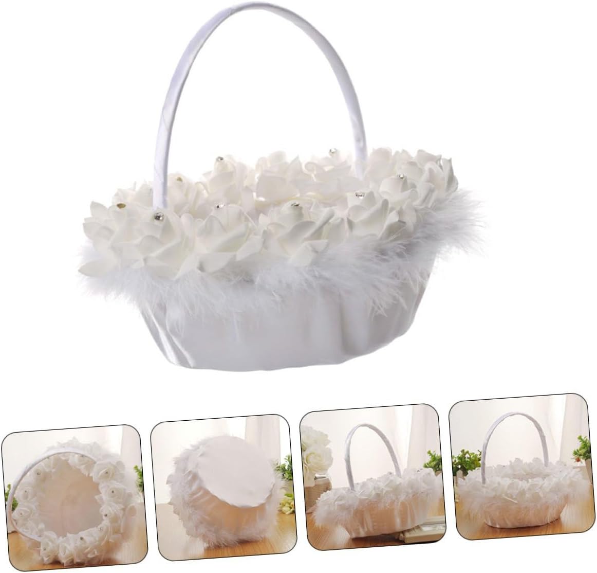 Wedding Flower Girl Basket White Delicate Wedding Use Basket Handheld for Ceremony Supplies