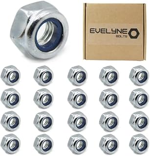 M6 Nyloc Steel Nuts, 6mm Self Locking Nuts with Nylon Inserts (20 Pack) Evelyne