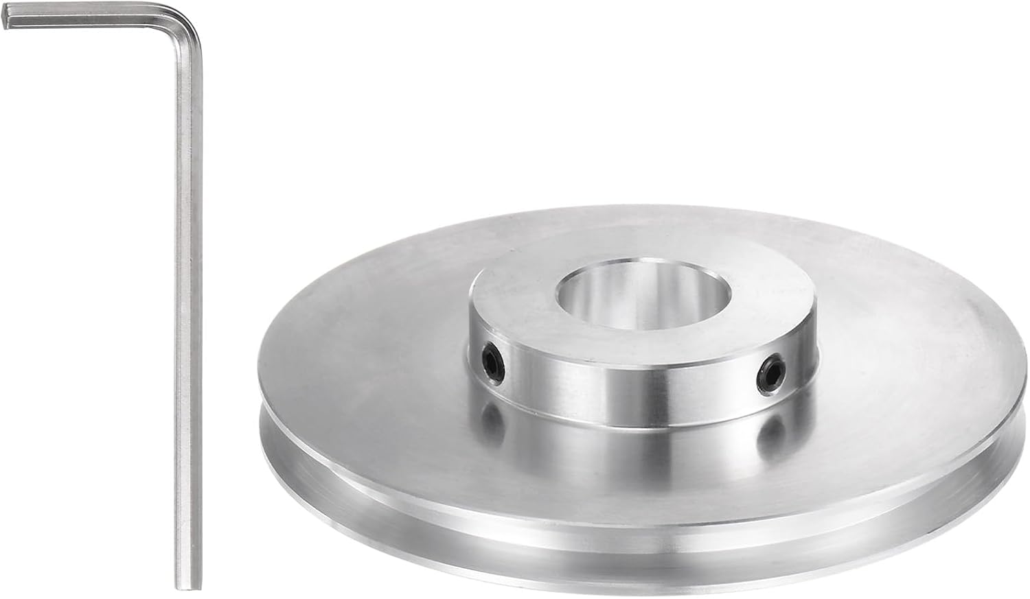 HARFINGTON V-Type Pulley 22mm Bore 100mm Outer Dia Single Groove Aluminum Alloy for 6mm PU Round Belt Motor Shaft Drilling Machine with Installations