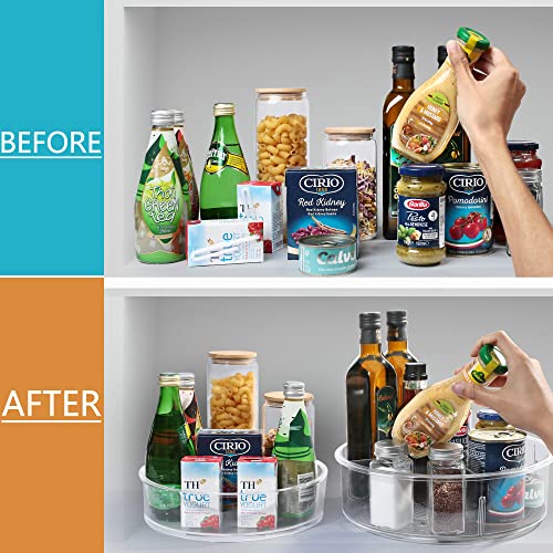 Lotfancy Lazy Susan Organizer, Pack Of 2, 12” And 10” Round Lazy Susan Turntable For Cabinet, Clear Plastic Rotating Storage Container For Table, Pantry #TOP5