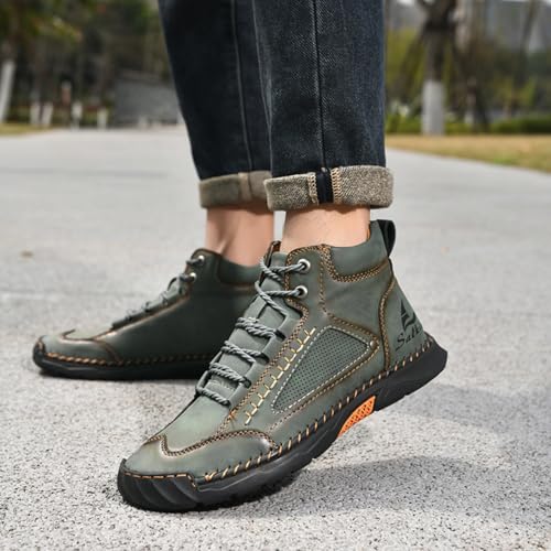 Ankle Boots for Men's Casual Leather Ankle Chukka Boots Slip On Lightweight Lace-up Loafers Walking Driving Shoes Fashion Sneakers Oxford Shoes4