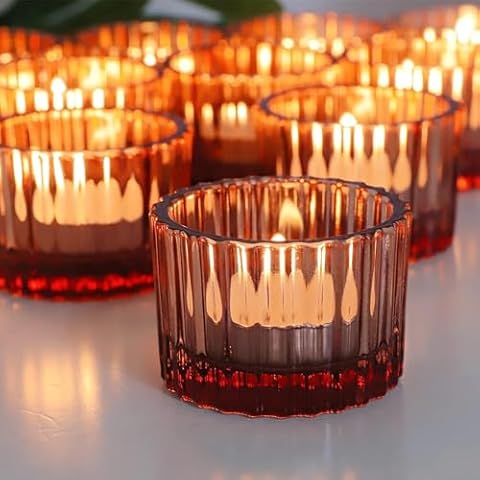 Vohocandle Rose Gold Ribbed Tea Light Holders Cover
