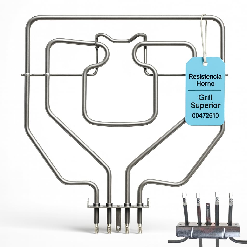 RECAMBIOS DREYMA Resistencia Horno Grill Superior 2300W 230V Doble Circuito Montaje Faston 380 x 345 mm Compatible con Bosch Balay Constructa Superser Elemento Calefactor Premium Pro