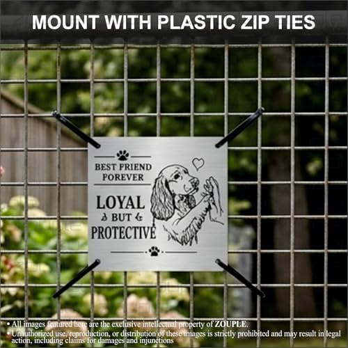 Image of Beware of Dog Sign, Golden Retriever, 8x8 Inch, Durable Steel, Triple Mount