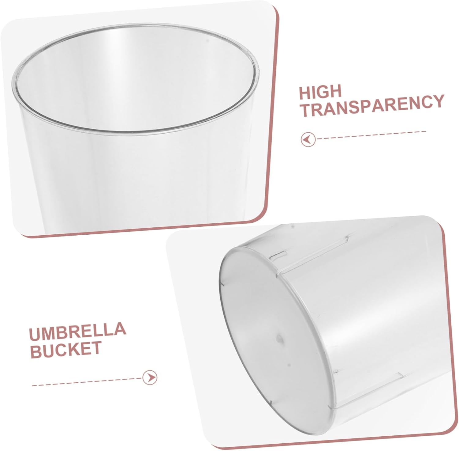 Amosfun Transparent Umbrella Holder Round Deep Clear Plastic Storage Organizer for Entryway Versatile and Space-saving Design Sturdy Pet Material for Drying and Organizing Umbrellas and