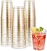 KAHEIGN 50 Pièces Paillettes D'or Tasses en Plastique, 300ml Verres à Vin Ronds Tasses à Dessert Transparentes Coupe Apéritif Parfait Gobelets Réutilisables Pour Whisky Mariage Fête (7,5 x 9,5 cm)