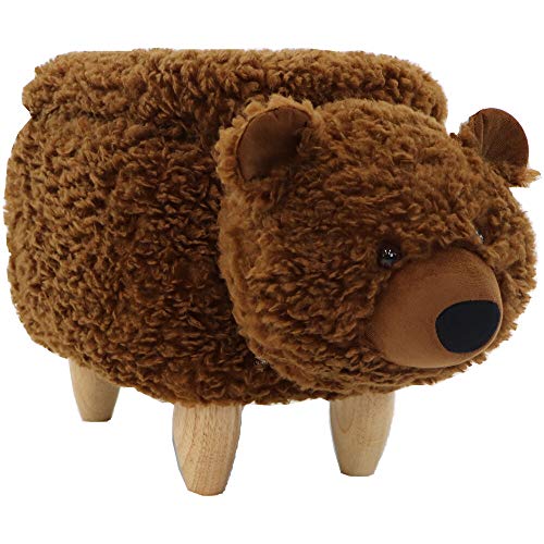 Image of Critter Sitters 14-In. Seat Height Brown Bear Animal Ottoman with Storage, Soft Kids Ottoman for Nursery, Bedroom, Playroom, and Living Room Decor, Multifunctional Cushioned Animal Footstool