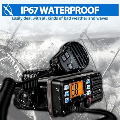 Image of Retevis RM20 Fixed Mount Marine Radio with Built-in GPS DSC, Antenna Kit | Sailing Club & School, 110dB Speaker, NOAA Weather Alert, US /Canada /International Channels, Fiberglass Antenna, 7 Meter Cable