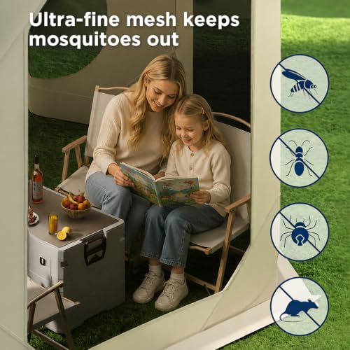 Pop Up Screen Tent for Family Camping, 10x10ft Instant Portable Canopy Screen House with Carry Bag, Windproof Sandbags & Stakes, Outdoor Mesh Shelter for Patio Beach Picnic Party Backyard - image 8