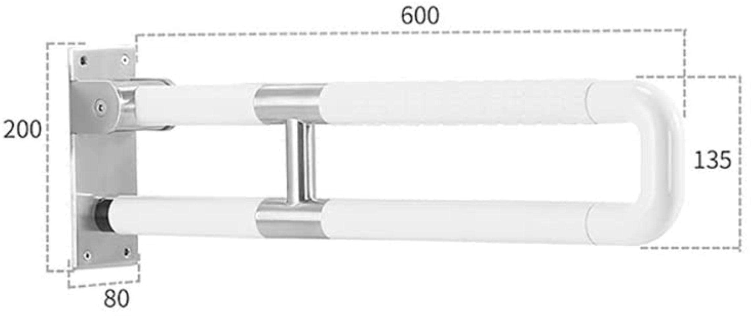 Corrimano Di Sicurezza, Sicurezza Pesante Flip-Up Sicurezza Disabili Bambino Incinta Donna Incinta Useliary Strumenti Ausiliari, Adatti per Scale, Corridoi, Bagni, Hotel, Ecc.,Bianco,60 Cm.