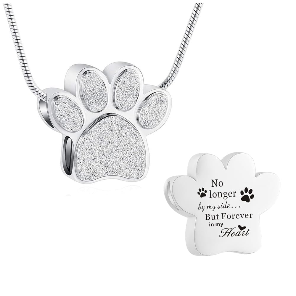 VCCWYQK Joyería de cremación de Mascotas para Cenizas Collar de urna con Estampado de Patas para Cenizas para Perro Joyería de Recuerdo para Regalos conmemorativos Colgantes de Cenizas de Gato