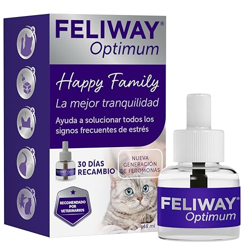 Feliway Optimum - Recambio De Feromonas Calmantes Para Gatos 30 Días, 48mililitro - Ayuda A Reducir Los Signos Más Comunes De Estrés. Recomendado Por Veterinarios. La Mejor Tranquilidad. Feliway Optimum - Recambio De Feromonas Calmantes Para Gatos 30 Días, 48mililitro - Ayuda A Reducir Los Signos Más Comunes De Estrés. Recomendado Por Veterinarios. La Mejor Tranquilidad.