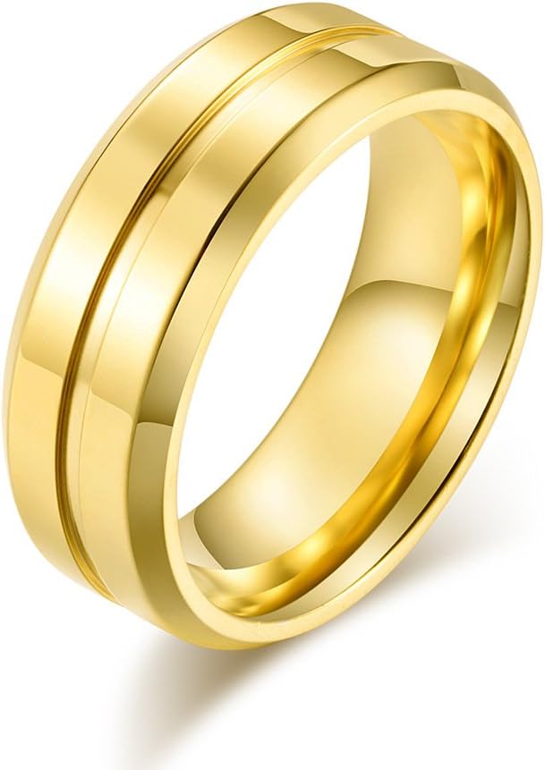Men's Stainless Steel 8mm Classic Plain Wedding Band Ring Silver/Black/Gold Engagement Ring for Men size 8-12