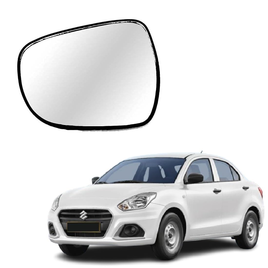 STYCARO -Side View Mirror/Sub Mirror Glass Plate compatible with New Swift Dzire 3RD GEN LDI/LXI/TOUR (2017-2024 Year Model) (MIRROR FITTING TYPE 2), LEFT PASSENGER SIDE)