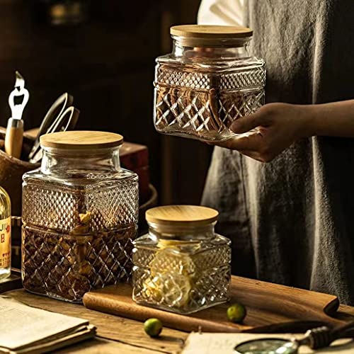 Livejun YX-3SIZE Glass Storage Jars Vintage Embossed Canisters Food Cereal Storage Containers thumb #1