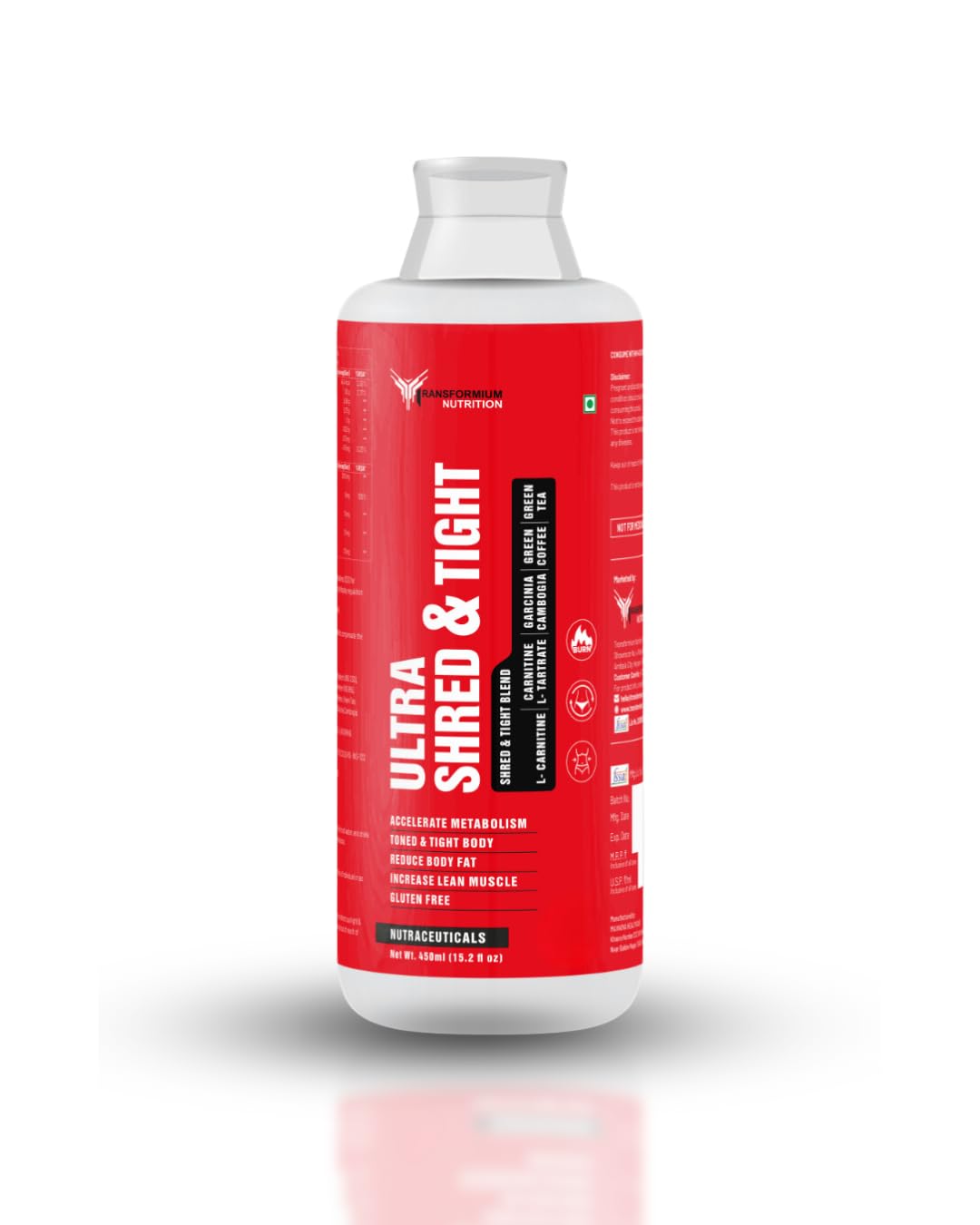 Transformium Nutrition Ultra Shred & Tight Non - Stimulant Fat Burner with Carnitine for Weight Management Tighten Loose Skin and Boost Metabolism (450 ml, Pink Guava)-image-46