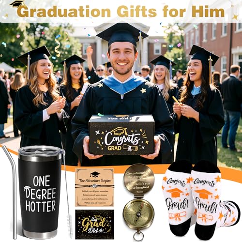 MUKOSEL 2026 Graduation Gifts, Class of 2026 Gifts for Him, College & High School Graduation Gifts Box with Compass Tumbler Bracelet Socks Thanks Card for Graduates Gifts Supplies by MUKOSEL - Image 7