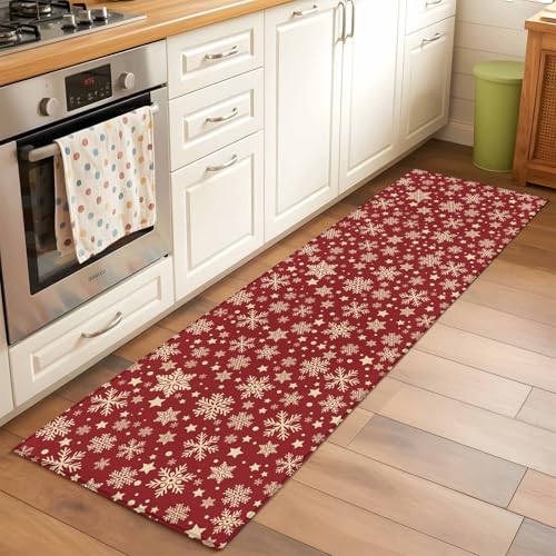 Xyliovatrix Christmas Snowflakes 2'x6' Runner Rugs for Hallway Kitchen Bedside