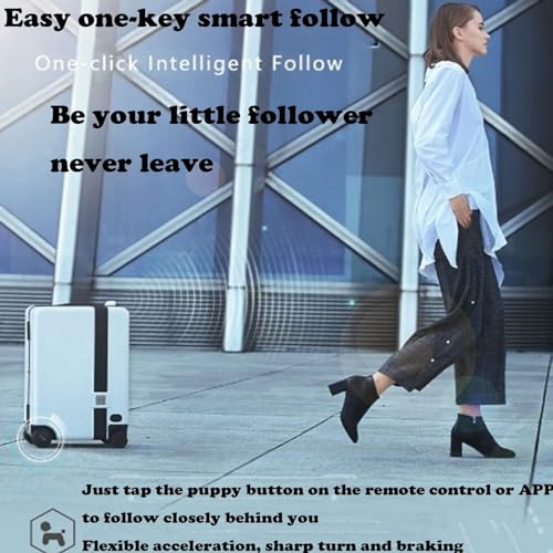 Electric Suitcase That Follows You, Smart Fingerprint Unlock Riding Trolley Case with Mobile Charging, Hardside Luggage Auto Follow, APP Control (C)3
