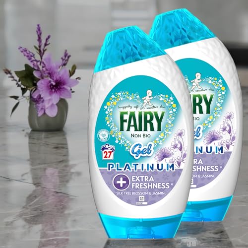 2 x 27 Washes Fairy Platinum Washing Gel Silk Tree Blossom & Jasmine brilliant clean and extra freshness(1782ml)