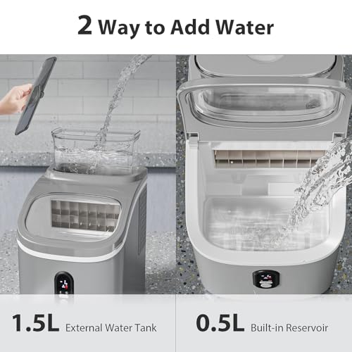 Image of Electactic Countertop Ice Cube Maker Machine with External Water Tank,16Pcs /5Mins,34Lbs /Day,2 Ways to Add Water,Portable Compact Small Ice Maker with Self-Cleaning,Perfect for Home /Kitchen /Camping /RV