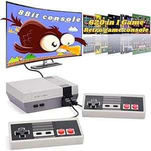 Retro Game Console with 600 Video Games,Classic Mini Game System with Wired Controller, AV Output Plug and Play,Retro Toys Gifts Choice for Children and Adults. (Gey)