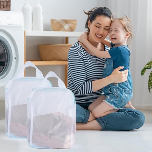 OTraki 2 Stück Wäschenetz mit Griffen, 10 x 12 in Wäschesäcke mit Große Öffnung, Wäschenetz für Waschmaschine Aufhängen Wäschesack klein für BH, Dessous, Unterwäsche, Socken