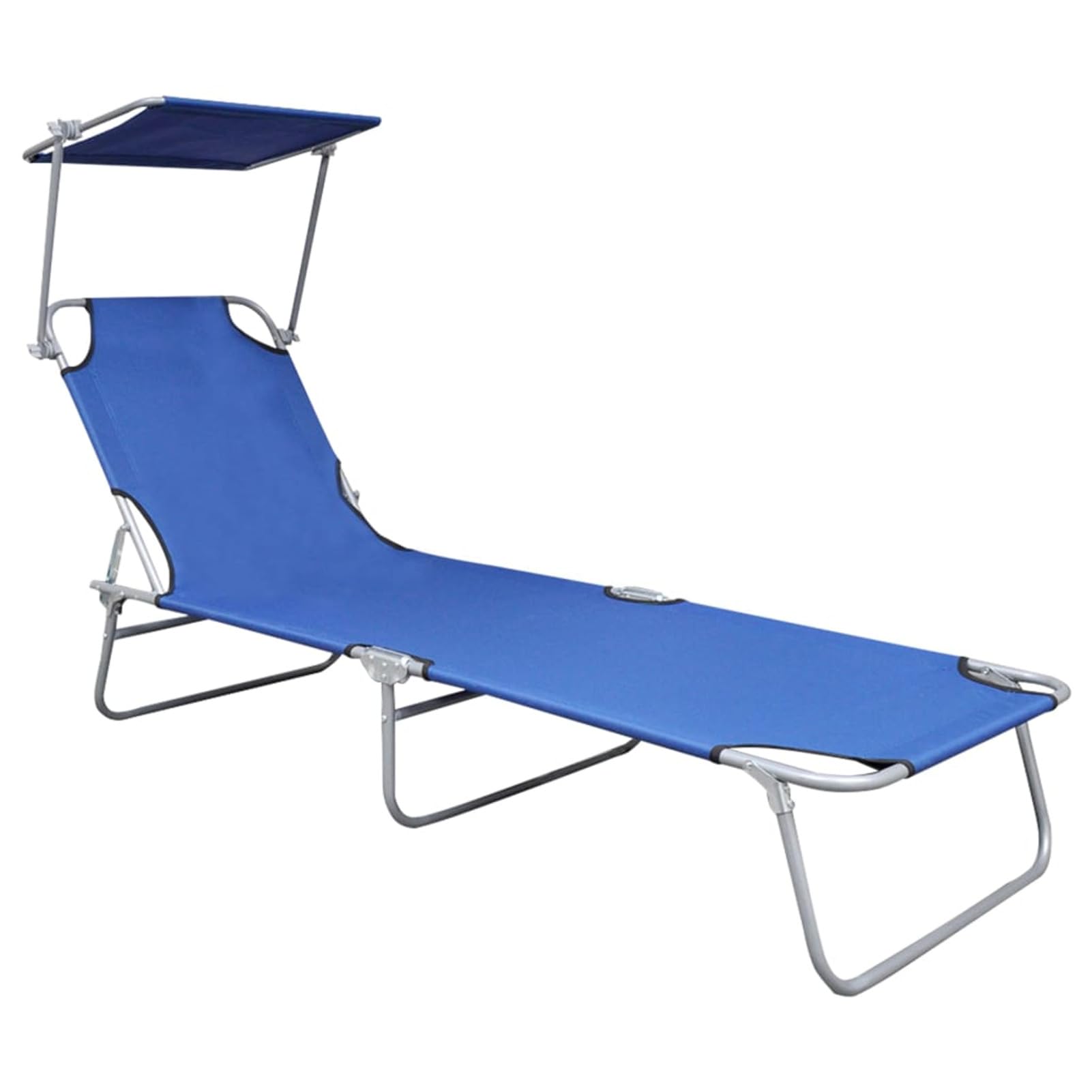 Rantry Casa Lettino Prendisole Pieghevole con Baldacchino in Alluminio Blu, Lettini Prendisole, Divano Letto Mobili, Lettini da Giardino, Lettino da Piscina da Giardino per Esterno Piscina Casa Mobili