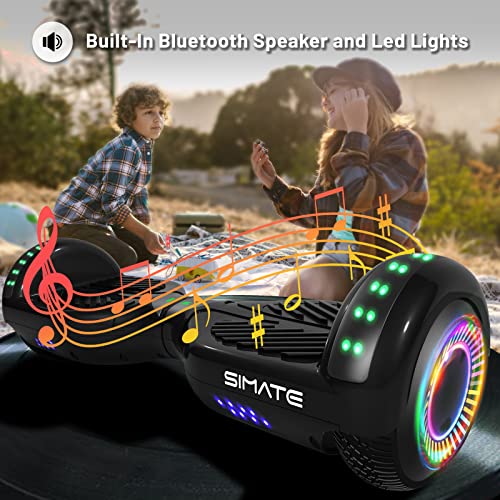 SIMATE Hoverboard, Bluetooth All Terrain Hover Boards with LED Lights and APP Control, Gifts for Kids Adults Girls Boys, for All Ages - Image 2